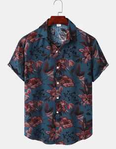 Flower Plant Print Lapel Shirts