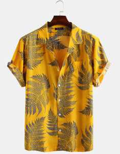 Mens 100% Cotton Leaf Printed Shirts