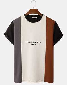 Letter Knitted Patchwork T-Shirt