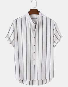 100% Cotton Stripe Casual Henley Shirts