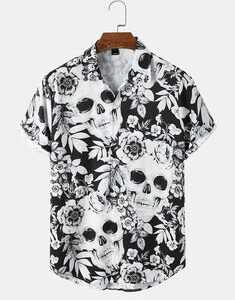 Skull Floral Print Halloween Shirts