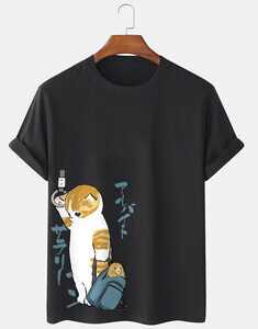 Japanese Style Cat Print T-Shirts