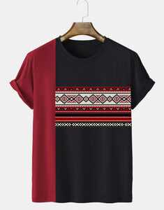 Geometric Print Patchwork T-Shirts