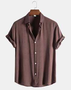Pure Color Button Cotton Shirts