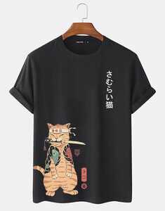 Carp Warrior Cat Print T-Shirts