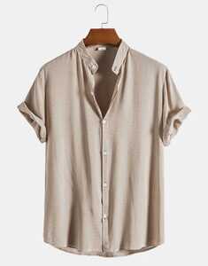 Cotton Stand Collar Basics Shirts
