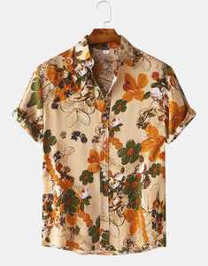 Vintage Floral Oil Printting Short Sleeve Shirts